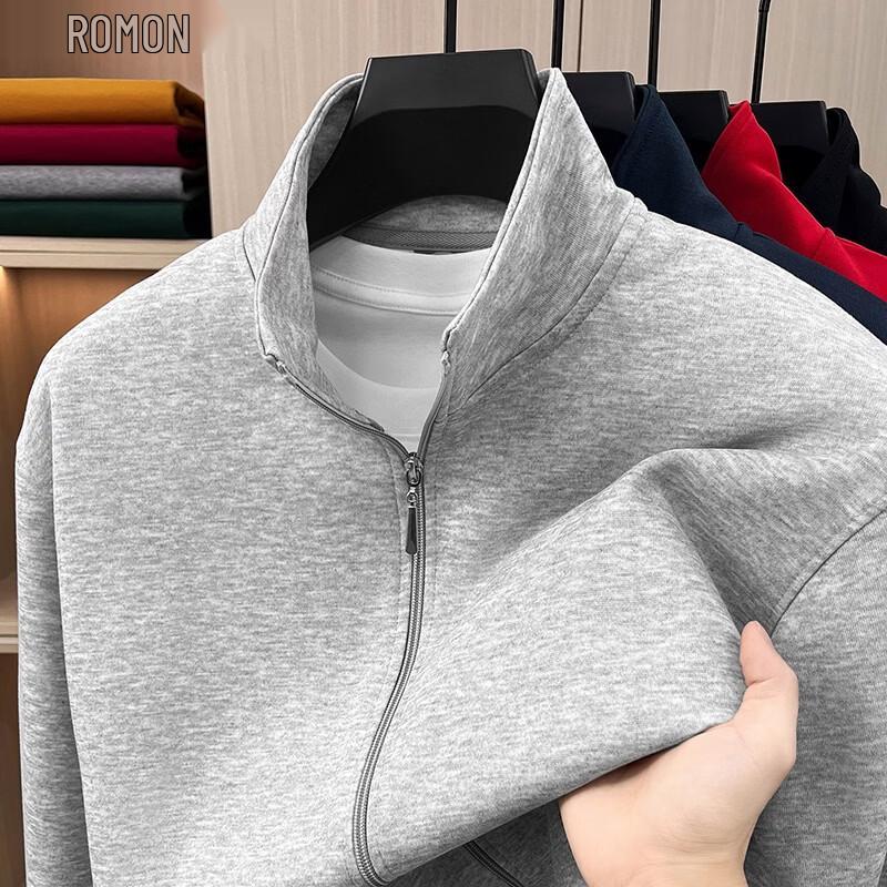 ROMON Men's Stand-Collar Zip-Up Casual Jacket