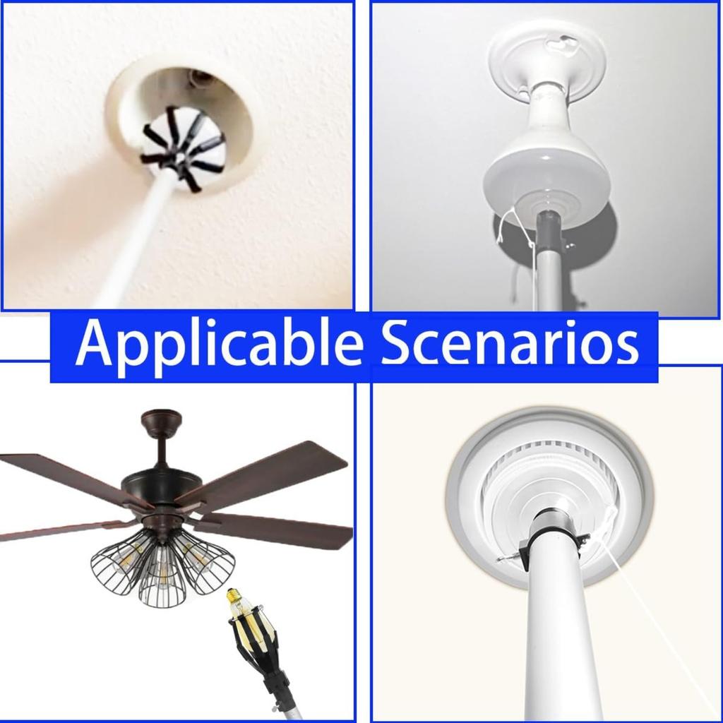 Uniarmoire 12 FT Light Bulb Changer for High Ceilings, Light Bulb Pole Changer for High Ceilings, Light Bulb Changer with Baskets and Suction Cup,