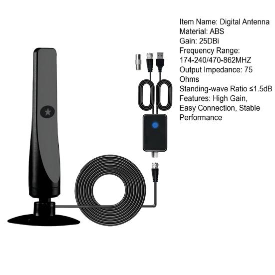 Комнатная цифровая антенна с усилителем сигнала, широкий диапазон, высокое усиление, низкая задержка, HDTV, автомобильная ТВ-антенна, товары для дома