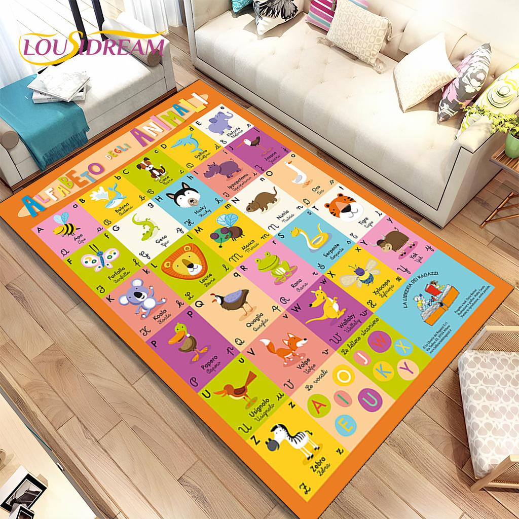 ABC мультфильм детская игровая комната алфавит детский коврик для раннего образования, ковер для гостиной, спальни, дивана, нескользящий коврик