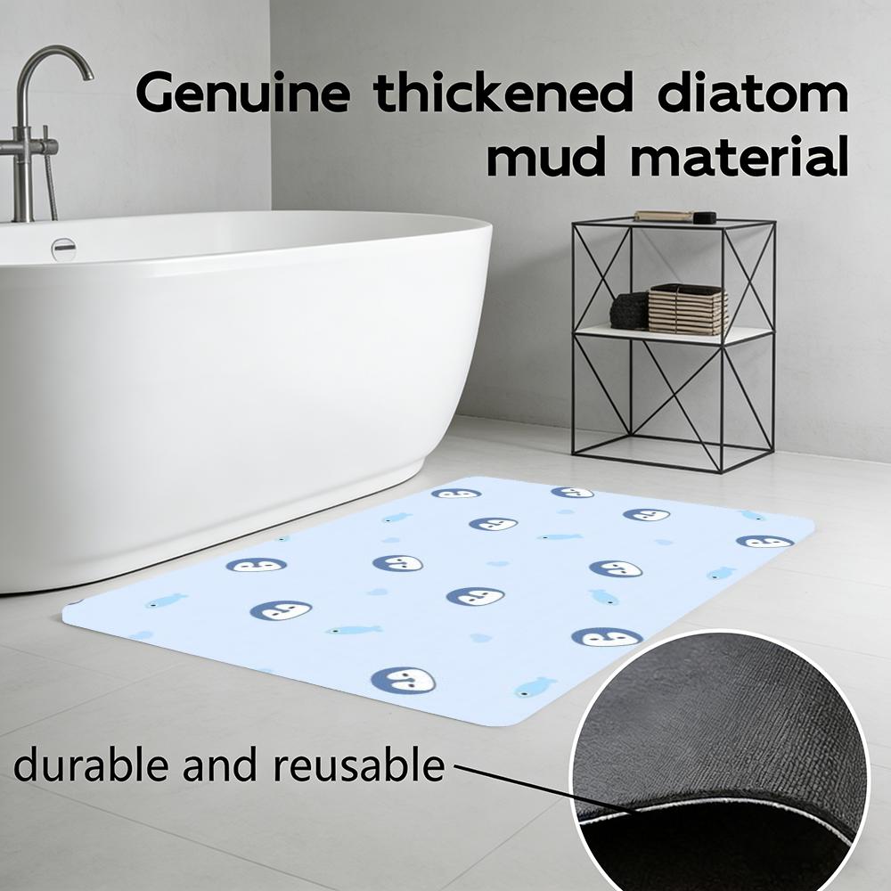 Anime P-penguin Floor Mat Diatomite Bath Mat, Quick Dry Absorbent Non-Slip Door Mat