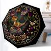 Dinosaur Glass Mandala pattern umbrella, portable and foldable design, 8 ribs, a casual accessory for Halloween, Christmas, and birthday gifts.