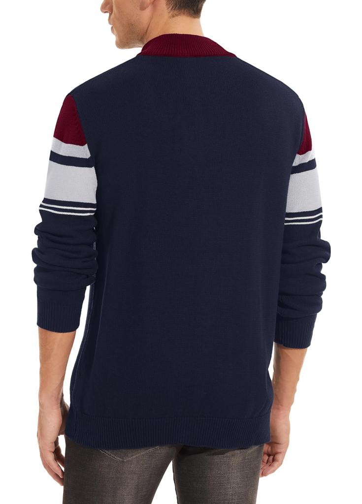 Одежда для гольфа, осенний трикотажный свитер для холодной погоды, внутренняя молния на четверть дюйма, водолазка, толстый вязаный свитер большого размера, красный 3XL [TACVASEN], мужской, темно-синий/винный