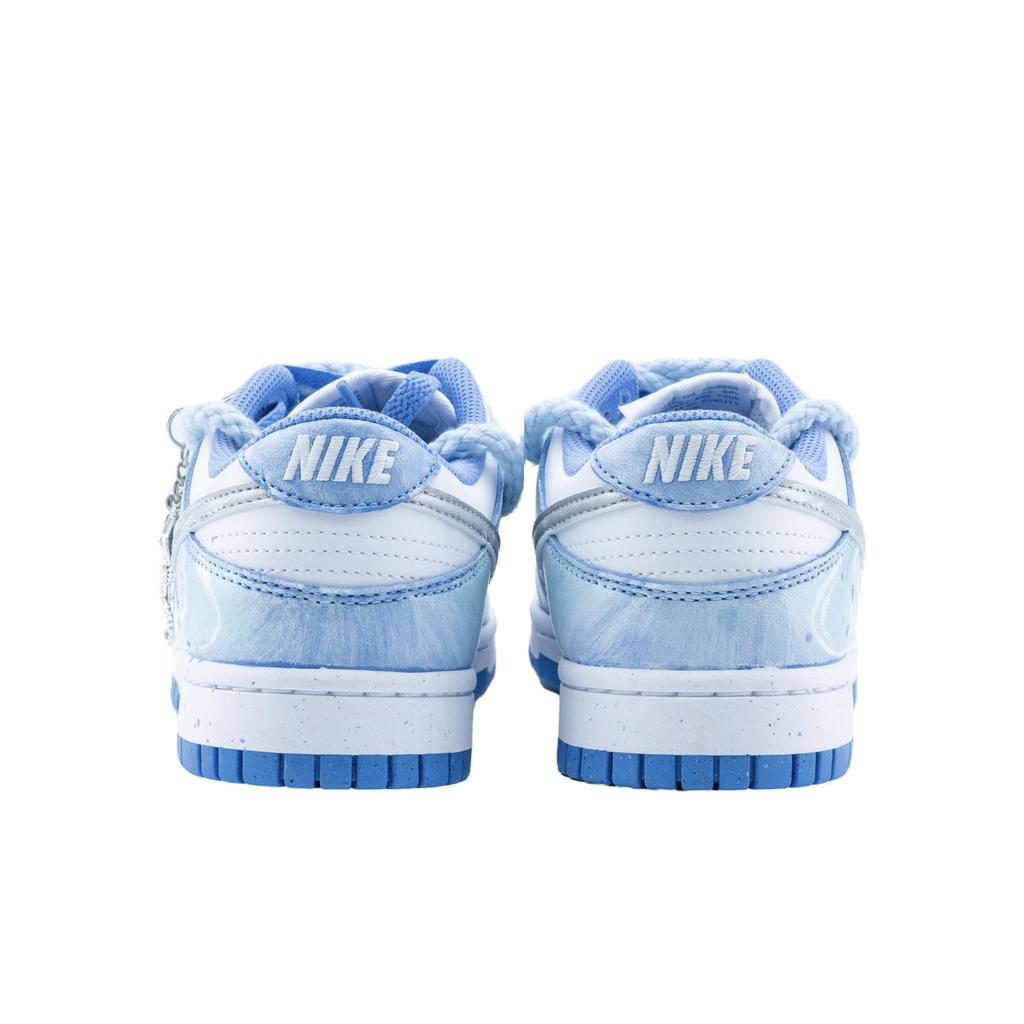 Nike Dunk Dreamy Ocean's Heart Slip Resistant Abrasion Resistant Low top Skateboard Shoes Unisex White Blue Silver DD1873-402(Team626-)