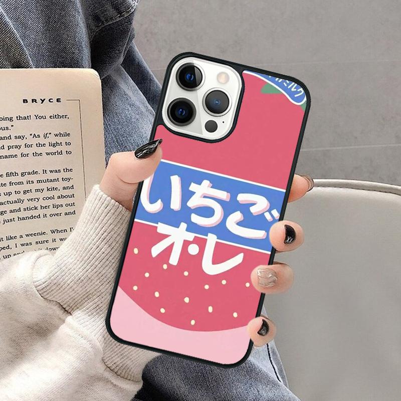 Милый японский молочный напиток со вкусом клубники Чехол для телефона iPhone 17 Air 16 16e 15 Plus для Apple 13 11 12 14 Pro Max