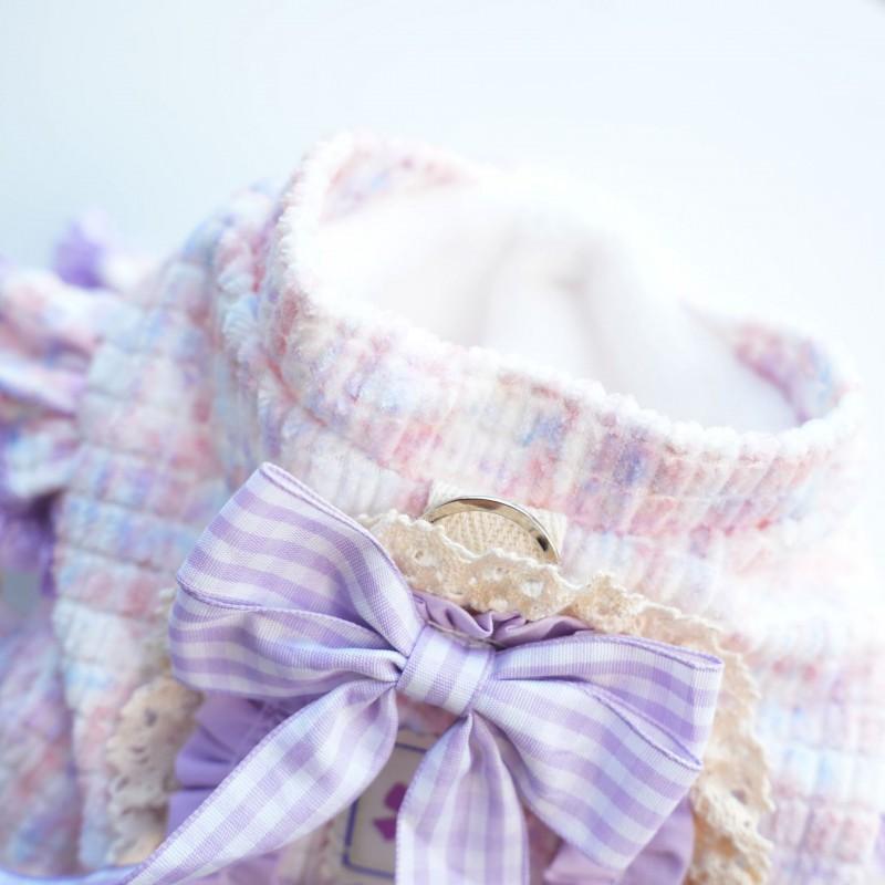 Purple Bow Dog Dress Winter Coat Small Breeds Bichon Frise Warm Pet Clothing Fall Outfit