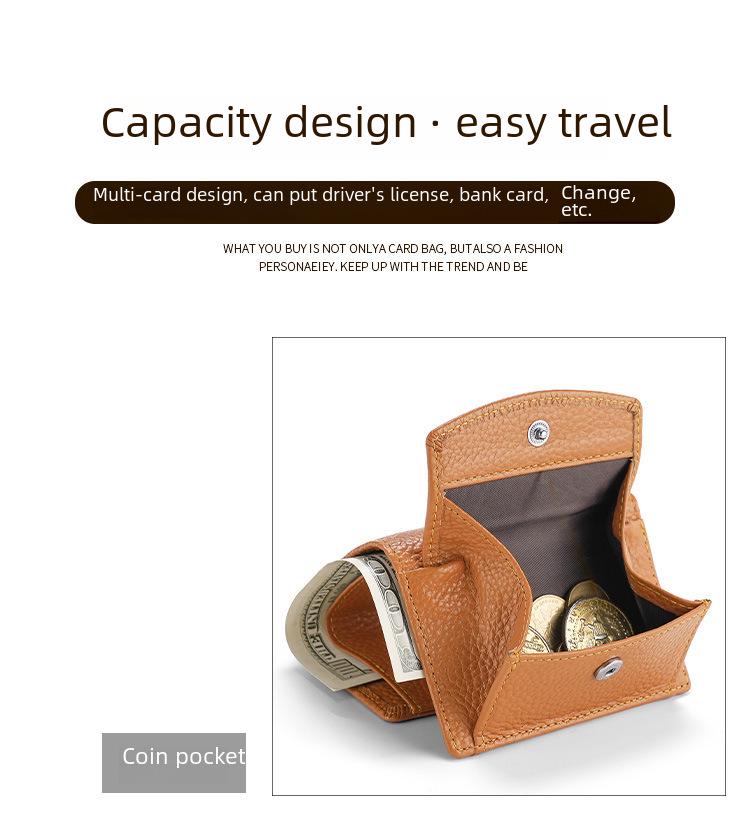 Женский кошелек из коровьей кожи в японском стиле - короткий кожаный кошелек для монет