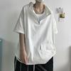 Men's Trendy Hong Kong Style Hooded T-Shirt: Loose-Fit, Short-Sleeved, Half-High Collar
