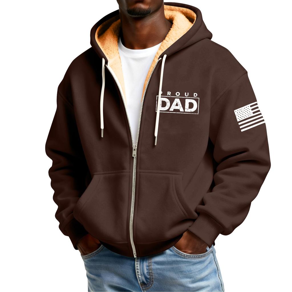 Мужской флисовый кардиган с капюшоном на молнии и с принтом, с карманами, мужской повседневный кардиган