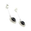 [I8891] - Silver Earrings 'Jeet Black Goddess' Sun