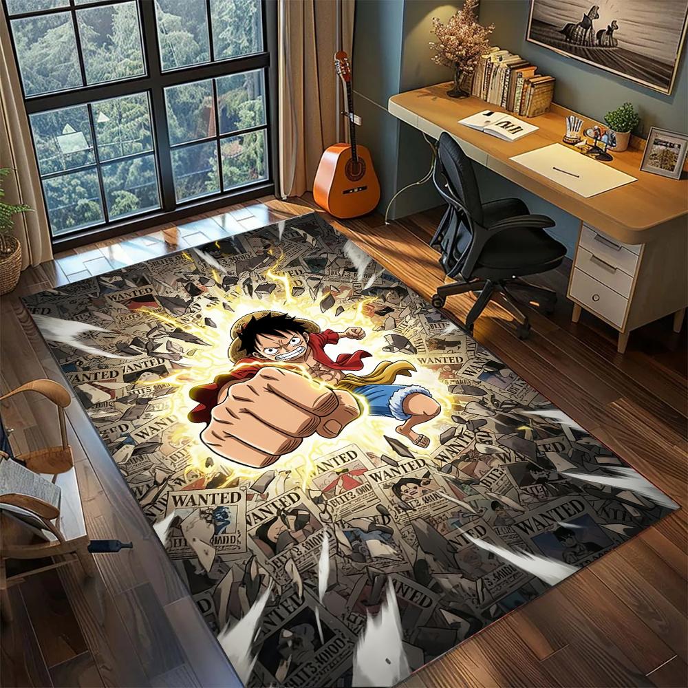 Epic One Piece Luffy Battle Scene Rug Carpet Large Area Rug Non Slip Washable Floor Mat Gamer Room Bedroom Home Decor