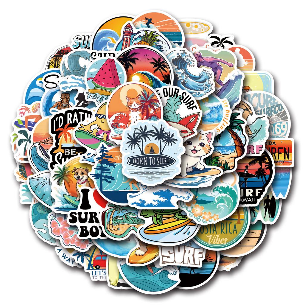 55 New SURF Graffiti Stickers Decorate Suitcase Scooter DIY Cartoon Stickers