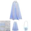 Stunning White Elsa Cosplay Long Sleeve Dress With Cape For Girls Ages 3-10
