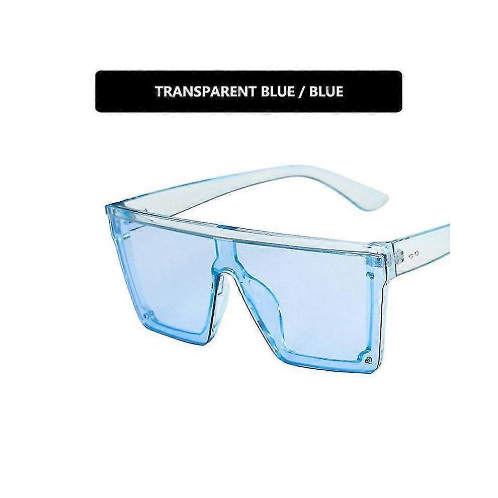 (light blue) Lebanghui New Trend Large Frame One-Piece Uv400 Sunglasses Street Shooting Male/Female Sunglasses Retro
