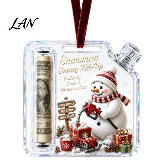 Christmas Money Holder Cash Gift Ornament, Acrylic for Cash, Holiday Funny Xmas Tree Hanging Decoration, Gifts Party Favors Reusable Ornament