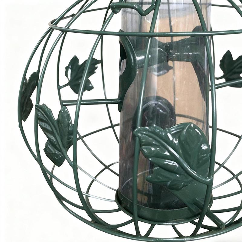 Hangable Bird Feeder Metal Storage Tube Feeding Squirrel Proof Mesh Caged Bird Feeders For Outdoor Hangable For Lawn Outdoor