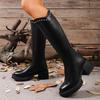 Retro Brown Thick Bottom Long Riding Boots Women 2025 Winter Comfort Platform Thick Heel Western Cowboy Boots Knee High Booties