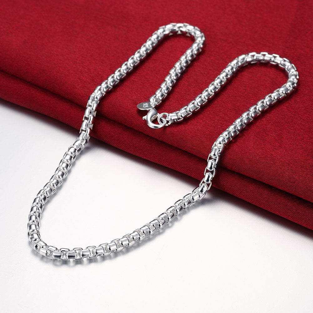925 Stamped Silver Classic 4MM Round Box Chain Necklaces for Men Woman Wedding Party Christmas Gifts Jewelry