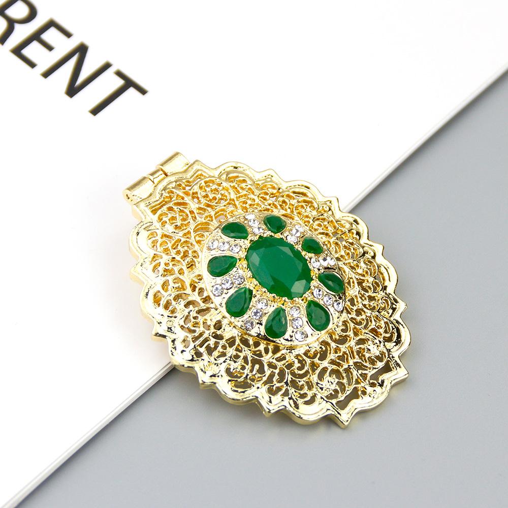 Gold Jewelry Women's Brooch Round Crystal Brooch Arabian Bride Bijoux Brooch Pendant Dual Purpose