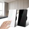 AC100V-250V Tempered Black White Crystal Glass Touch Switch Panel Wall Light Sensor Switch 1/2/3 Gang 1Way
