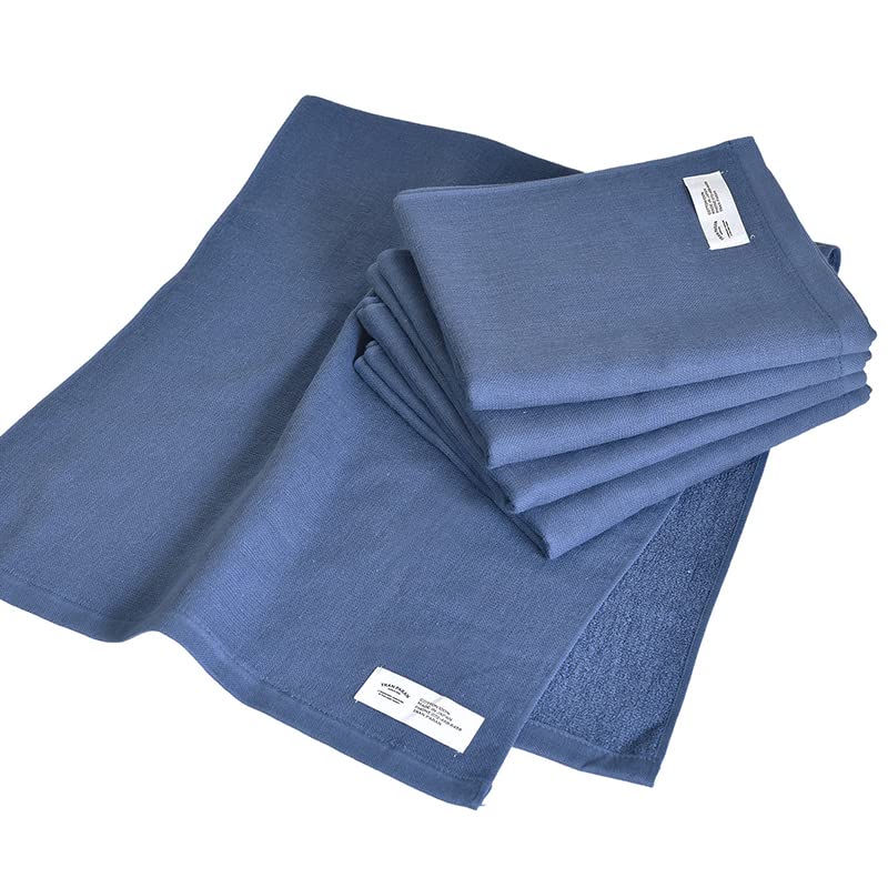 Tramparan Japanese-made gauze towels, face towels, 5-piece set, colored gauze towels, Senshu towels, quick-drying, absorbent, thin, 100% cotton (Navy)