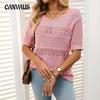Women's New Round Neck Hollow Short Sleeve Sweet Sister Top Knitted Crochet Jumper