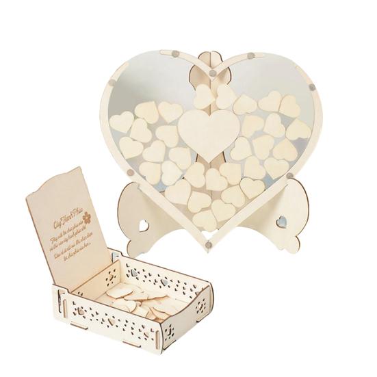 Альтернатива свадебной гостевой книге Рустикальная деревянная коробка для пожеланий в форме сердца Свадьба Детский душ Юбилей Рамка с прорезью для пожеланий с сердечками