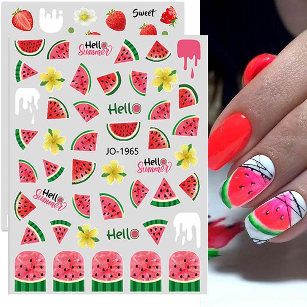 Decoration Transfer Slider Watermelon Nail Decal Peach Nail Foil Cherry Pattern Fruit Nail Sticker