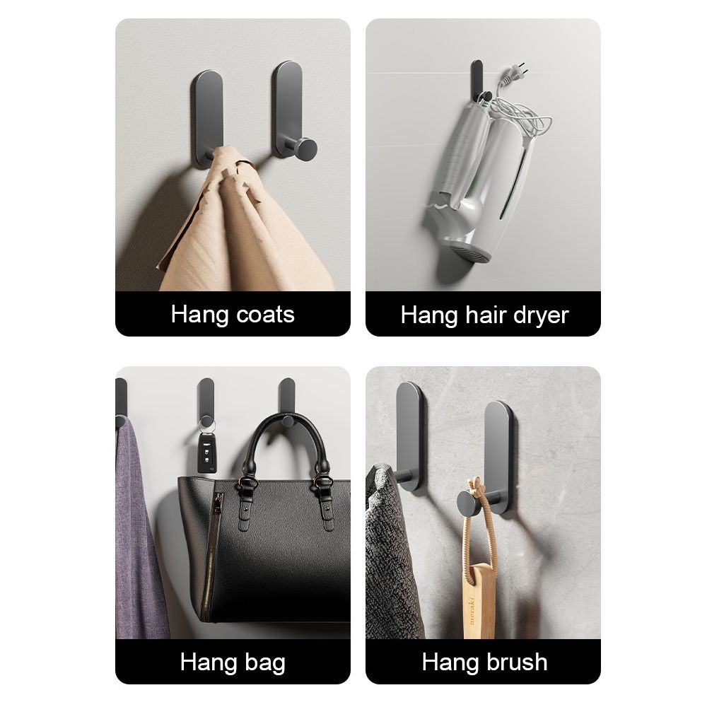 2 шт./компл. Космический алюминий Без сверления Самоклеящиеся Вешалки для полотенец Крючок для душа Крючок для халата Настенная вешалка