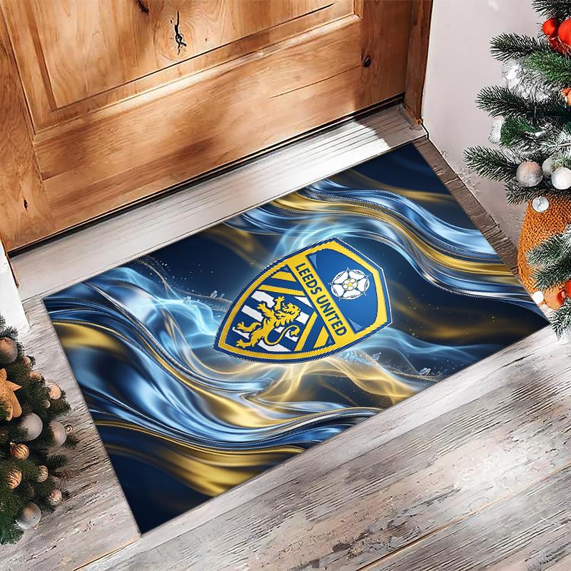 Ковер из хрустального бархата с принтом футбольного клуба Leeds United, Удобный, Впитывающий влагу, Нескользящий, Для помещений