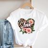 (Asian Size) T Shirt Fashion Women Leopard Lovely Flower Clothing Casual Top Short Sleeve Tee Print Lady Female Graphic T-shirts