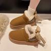Модные женские сапоги на платформе для снега, зимние новые, с круглым носком, замшевые, с рукавами-бабочками и вышивкой в виде узла, нескользящие короткие сапоги