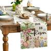 Easter Bunny Linen Table Runner Easter Rabbit Table Runner Bunny Dining Table Cloth Placemat for Kitchen Dining Table Decor