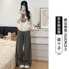 Plaid Straight Vertical Casual Pants Women's Autumn New Fat Mm Large Size Thin Pear-shaped Loose Wide-leg Pants