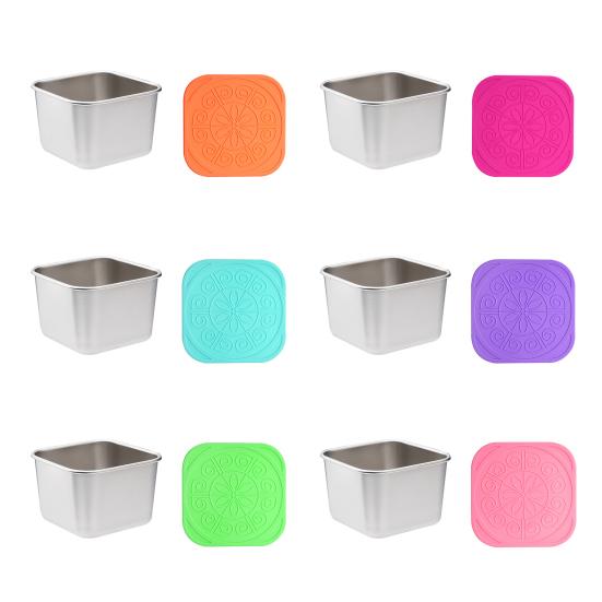 60/180 мл 1/6 шт. чашка для соуса с герметичной силиконовой крышкой, контейнеры для хранения продуктов из нержавеющей стали, кетчуп для пикника, закуски, штабелируемые банки для завтрака