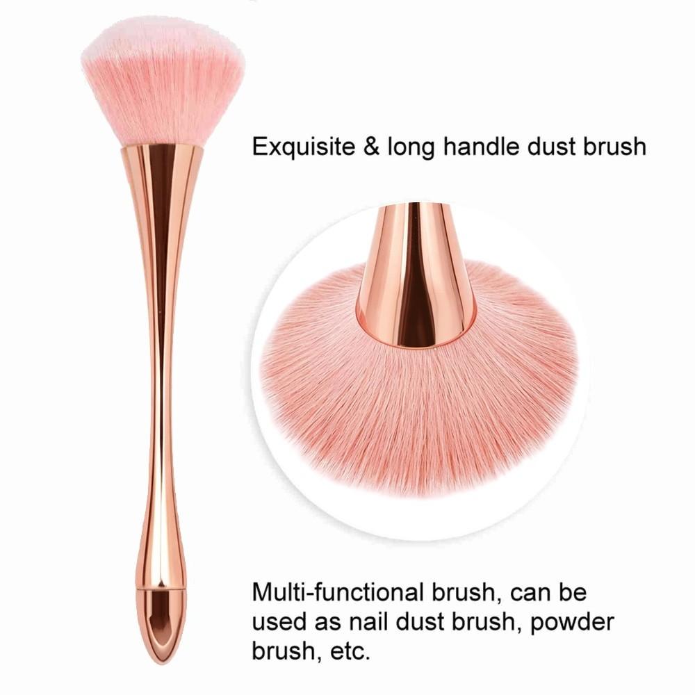 Ergonomic Comfort Handle Nail Dust Brush Acrylic Powder Leftover Quick Removal