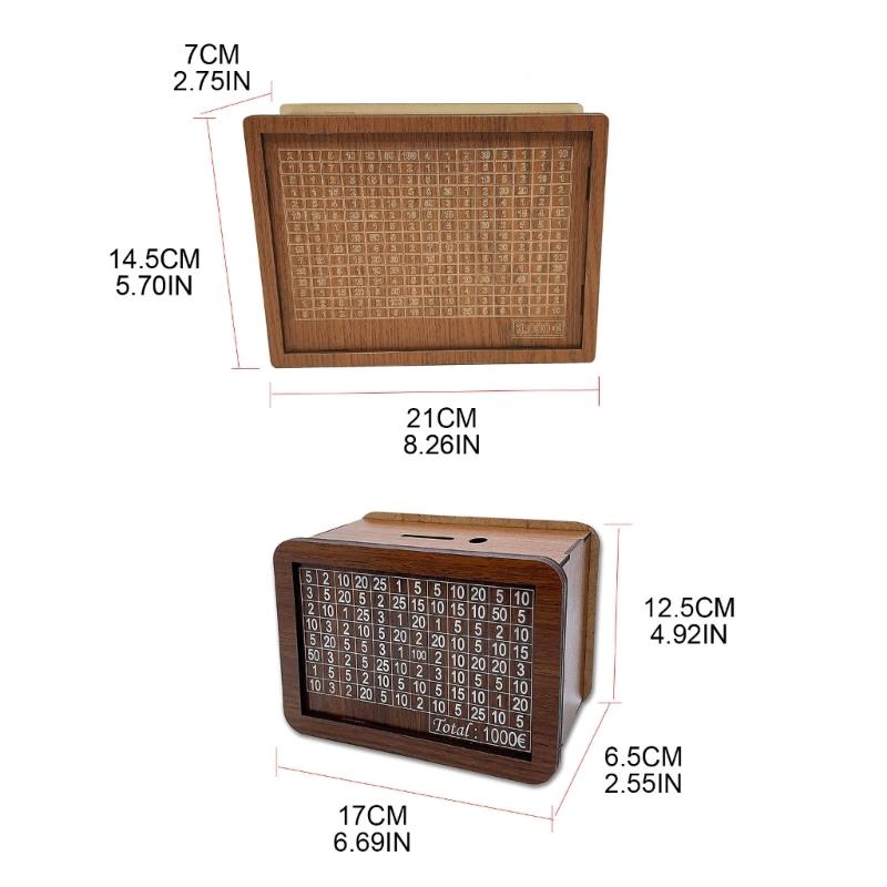 Saving Money Goal Counter Money Savings Targets and Number Wooden Money Box