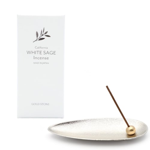 White Sage Incense Stick and Incense Holder Set (2-Piece Set) Beginner's Kit for Purification, 30 Incense Sticks, 100% Natural, Made In Japan, Incense