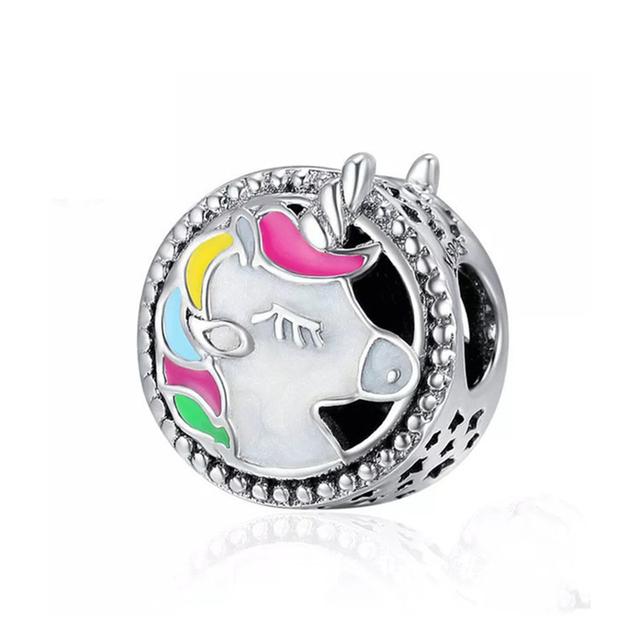 2pcs Colorful Paw Flower Butterfly Beads Rainbow Fit Original Brand Charms Silver Color Bracelets Necklaces Women Diy Jewelry