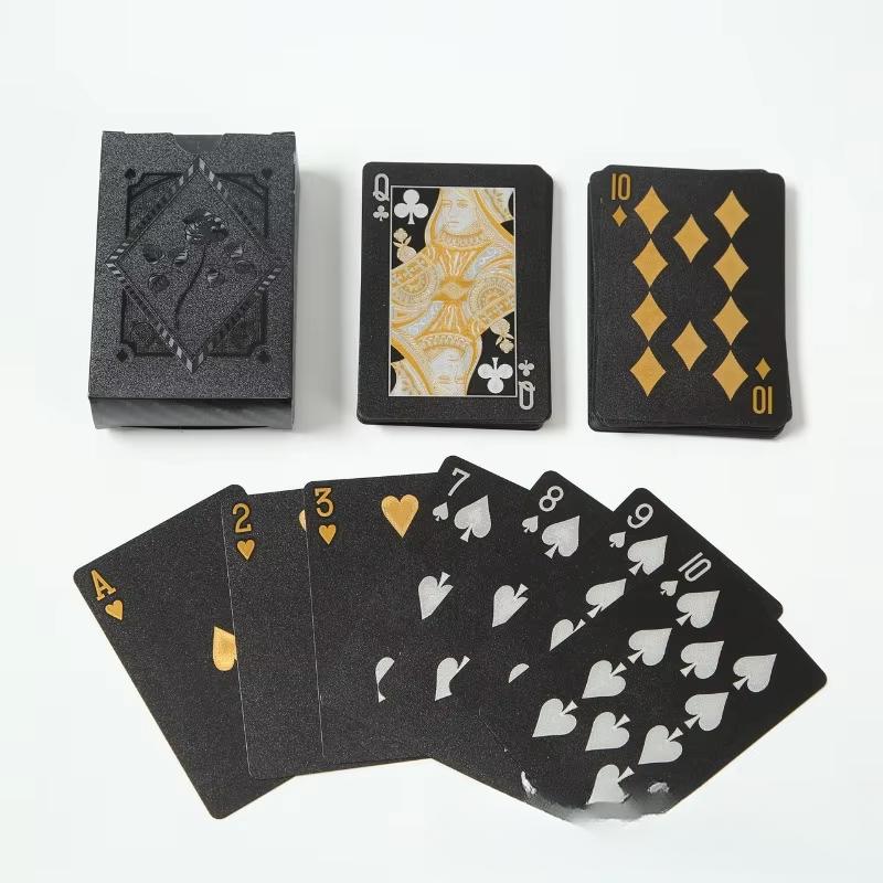 Black Gold Foil Thick PET Waterproof Durable Poker Cards Playing Cards for Party Table Games Home Kill Time Entertainment Toy