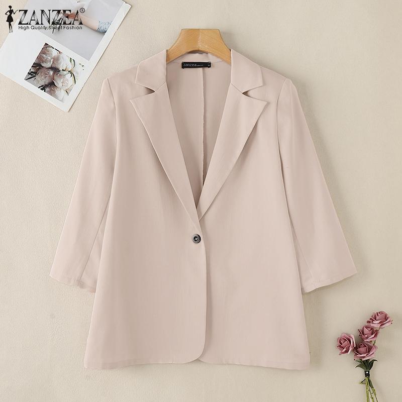 ZANZEA Женский повседневный кардиган с отложным воротником и рукавом 3/4