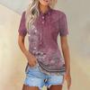 Женская модная повседневная рубашка с короткими рукавами и принтом с лацканами, женские топы на пуговицах