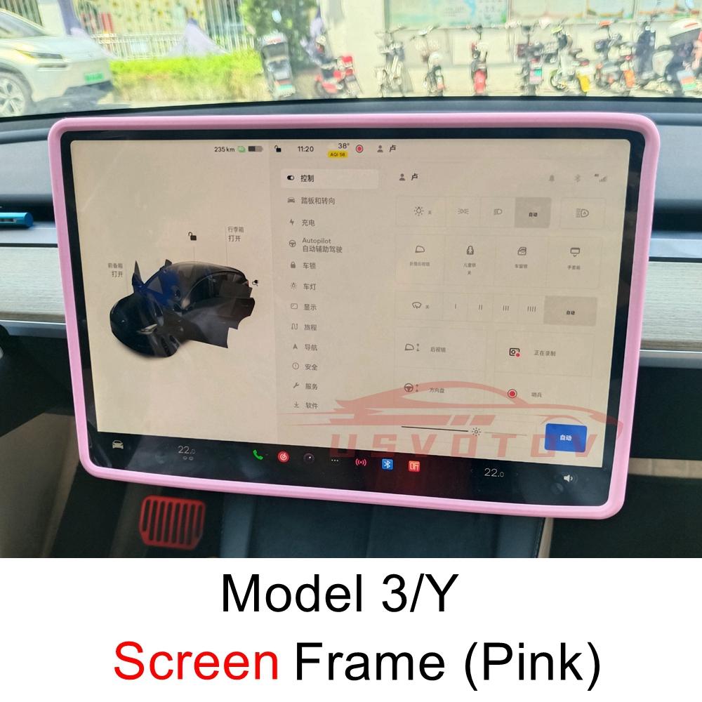 For Tesla Screen Protector Silicone Frame Display Edge Body Cover Central Control Accessories For Tesla Model 3 Y 2024 2025 2022