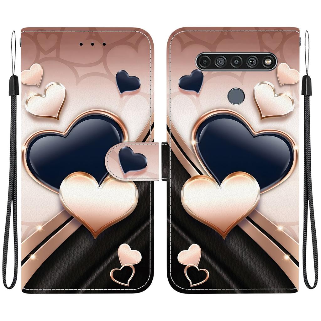 Чехол-книжка из искусственной кожи ручной работы для LG K61, противоскользящая противоударная обложка с ремешком на запястье и дизайном в виде сердечка/розы/кошки