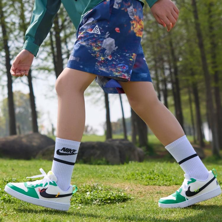 Nike Court Borough Удобные Повседневные Нескользящие Прочные Низкие Детские Кроссовки Детские Кроссовки Белые Зеленые HF5750-101