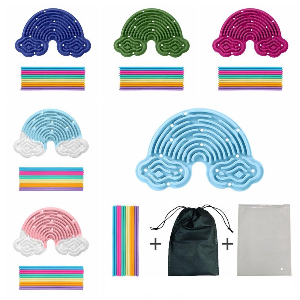 12 Strings Sensory Activity Board Silicone Rainbow Sensory Toys New Fidget Toy Kids Adults