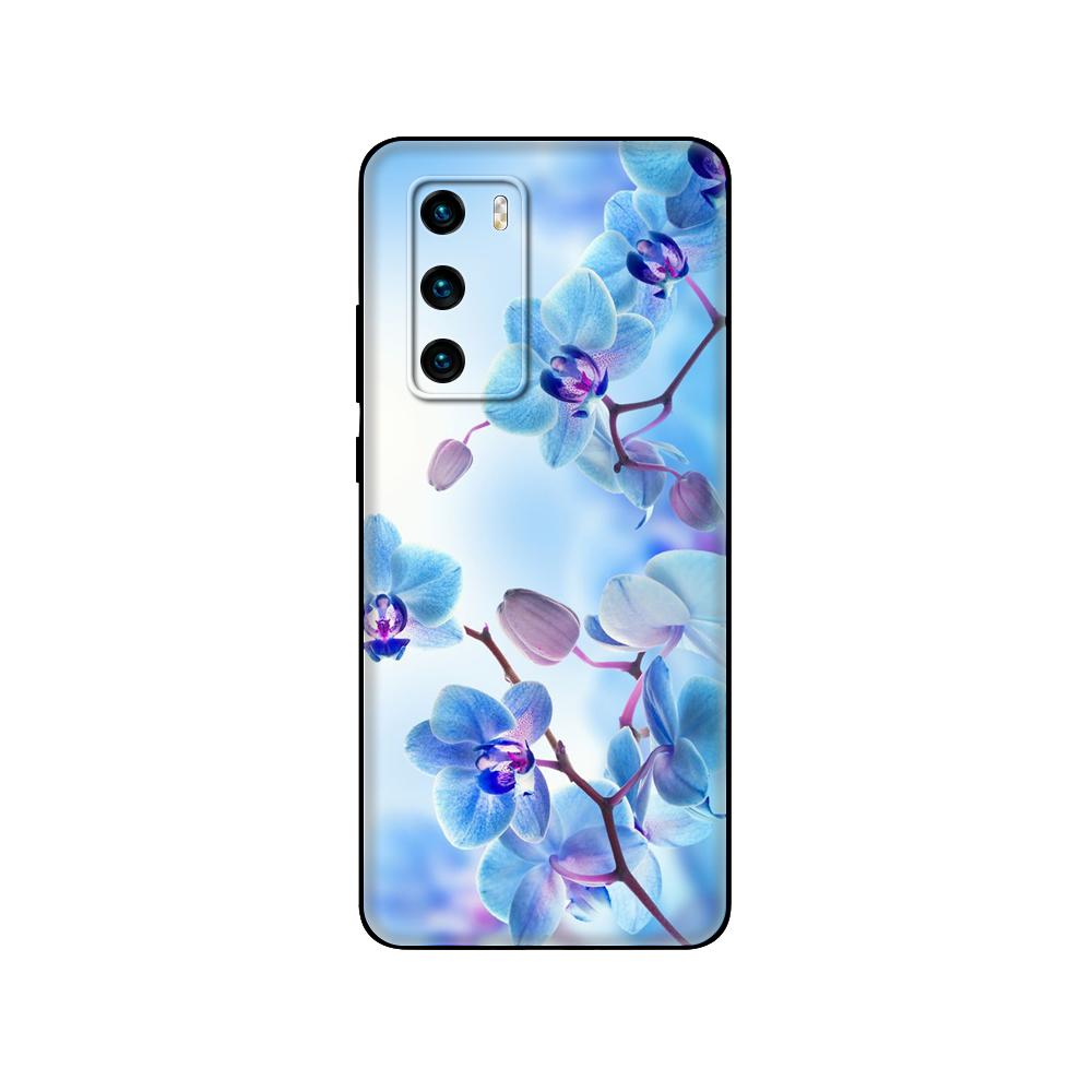 Черный чехол из ТПУ для Huawei P30 Lite P30 Pro P40, чехол для Huawei P40 LITE EP Smart 2020, чехол с изображением цветов орхидеи Colorfu