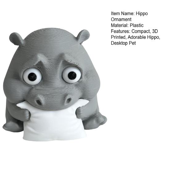 Грустный малыш бегемот 3D печатный бегемот орнамент миниатюрная фигурка бегемота настольное коллекционное украшение бегемота для домашнего офиса