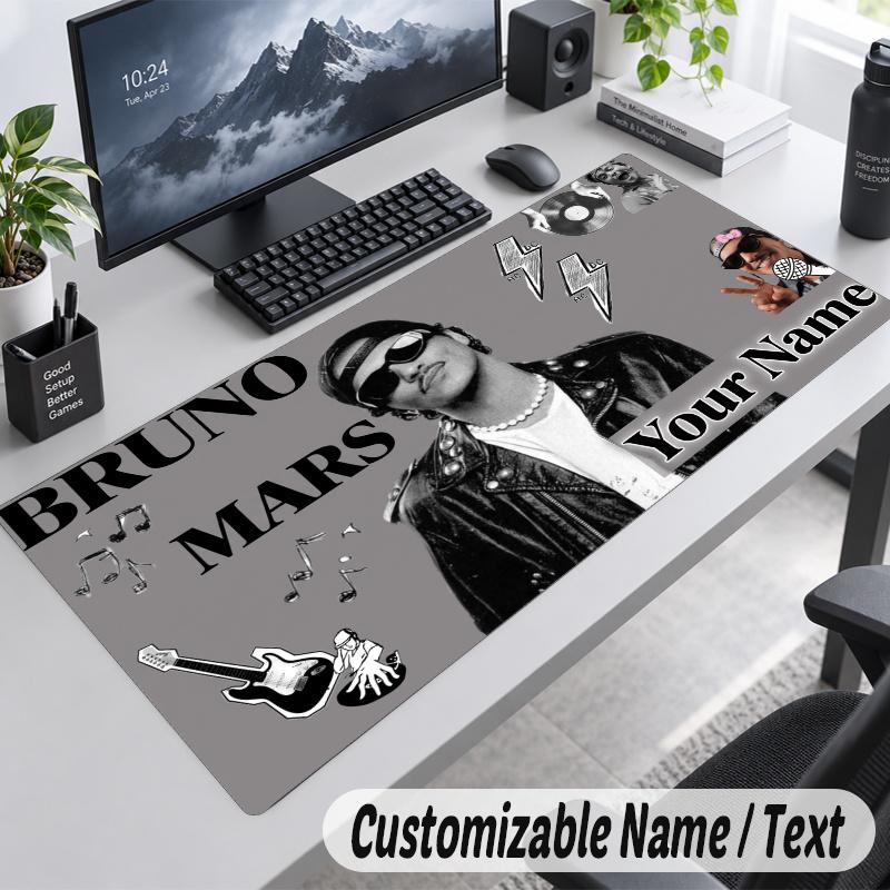 Bruno Mars Personalized Large Mouse Pad Custom Name Text Extended Desk Mat Gaming Mousepad