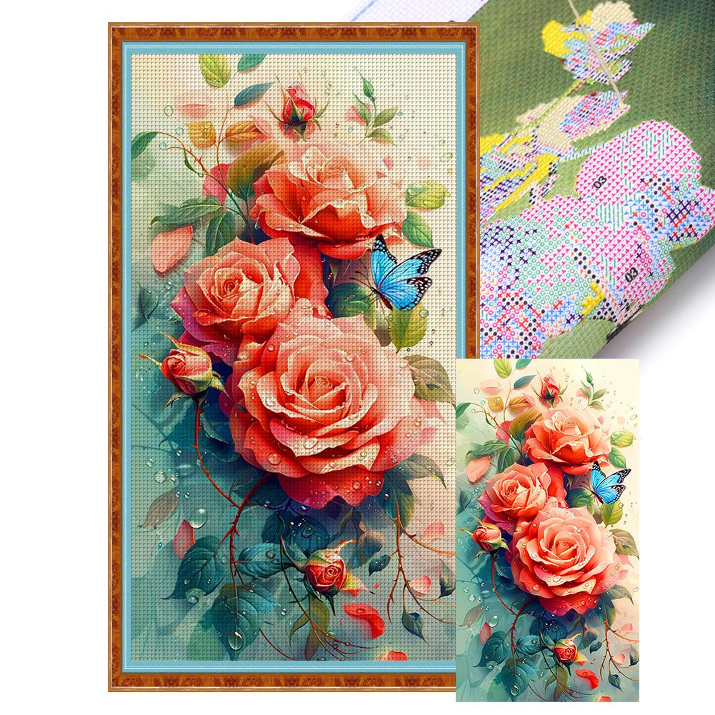 Полный комплект для вышивки крестиком из эко-хлопка 9CT Printed Flower Art